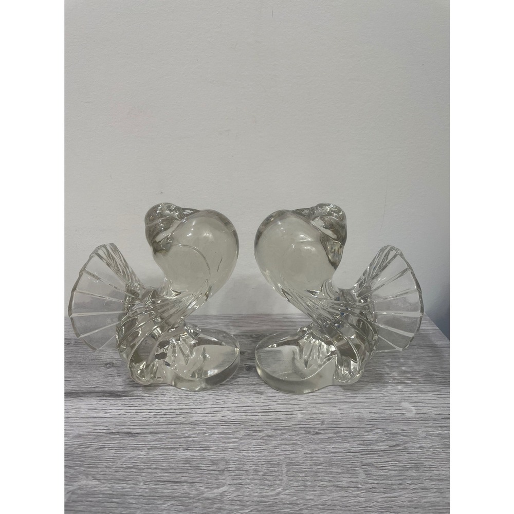 Vintage Paden City Glass Pouter Pigeon Bookends (2) 1940's